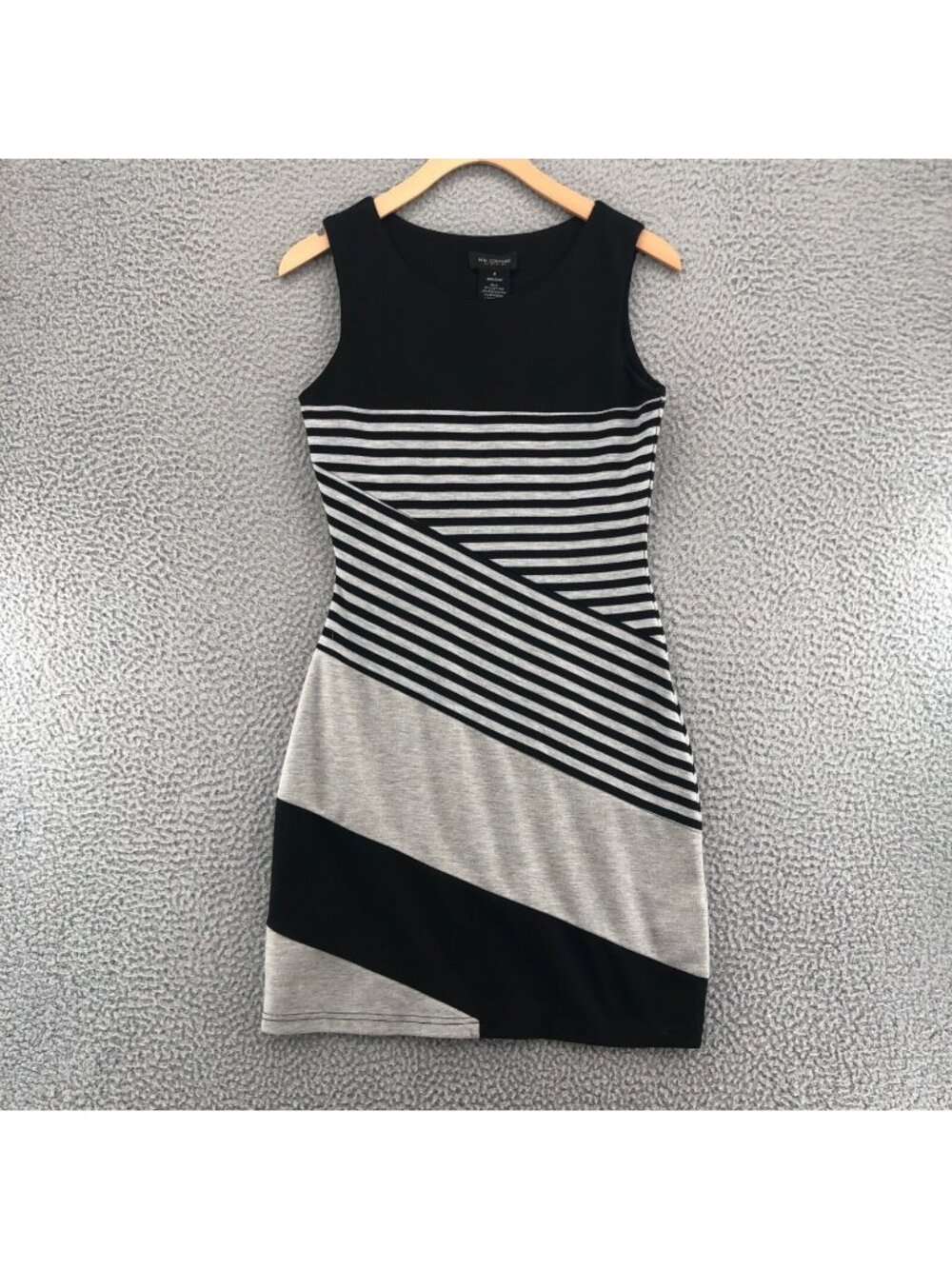 MM Couture Miss Me Dress Women Medium Black Striped Colorblock Bodycon Knit Mini